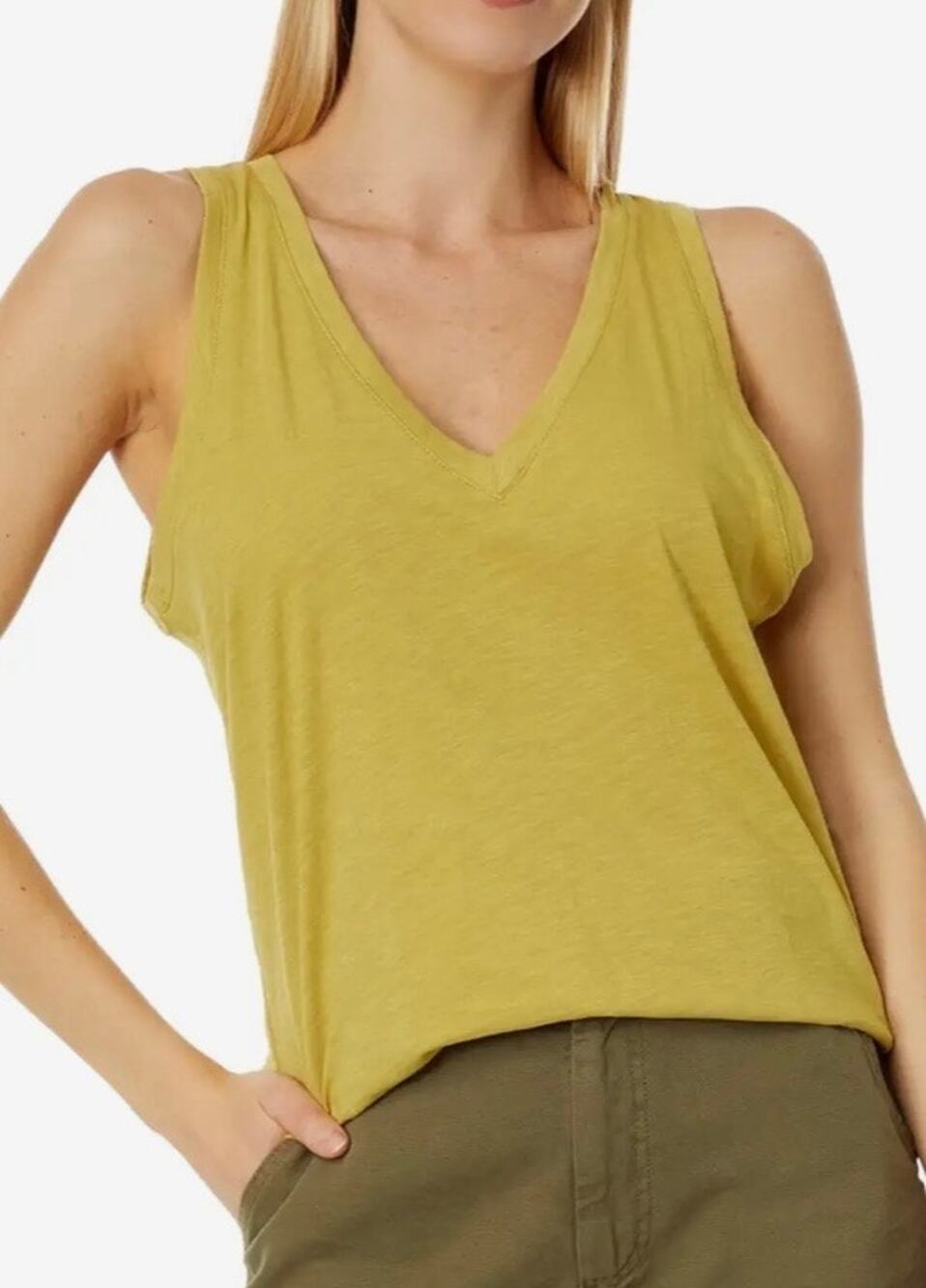 Madewell Gilded Olive Whisper Cotton V-neck Tank XS NWT